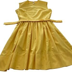 VTG 60s Polyester Yellow Fit and Flare Sleeveless Dress Mod size Small Fritzi